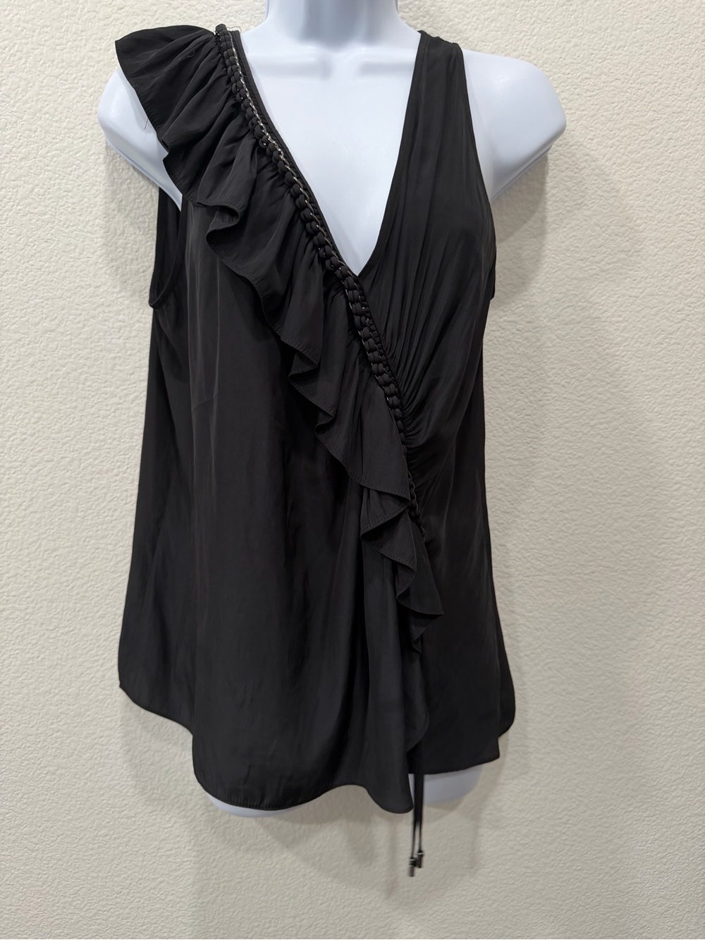 RAMY BROOK Black Ruffle Wrap Camisole